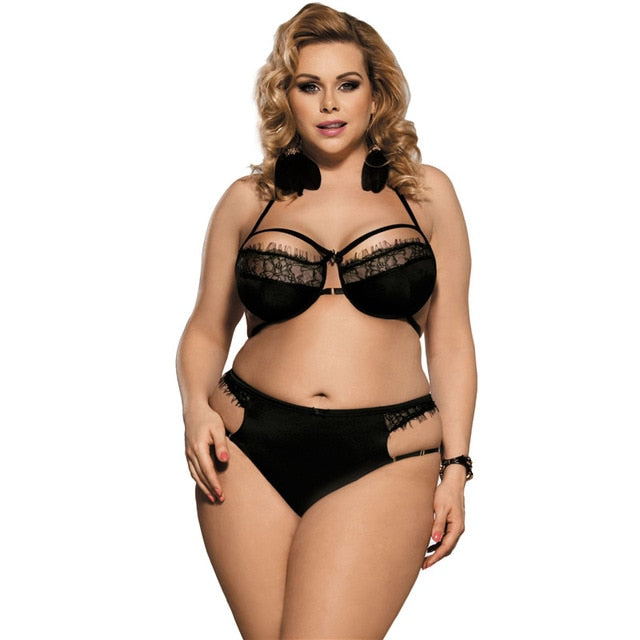Lencería Babydoll Encaje Negro — Tallas Grandes M a 6XL