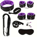 Kit BDSM de Felpa para Parejas — Esposas, Fusta, Mordaza y Pinzas