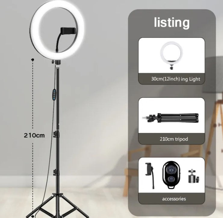 Kit Profesional Trípode con Aro de Luz LED